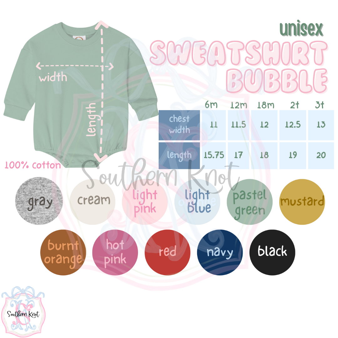 SANTA EMBROIDERY SWEATSHIRT OR BUBBLE ROMPER