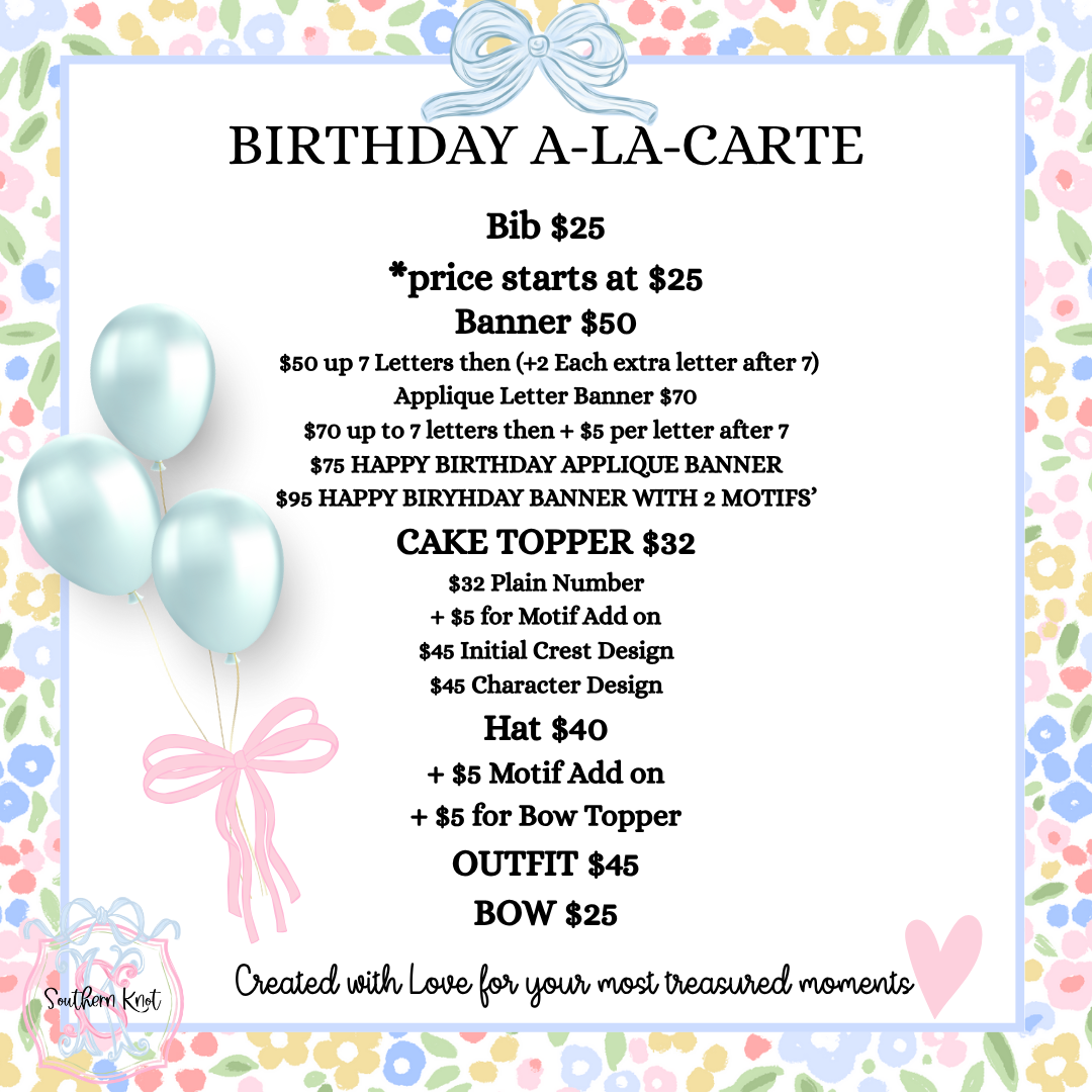 Birthday Suite Al-La-Carte