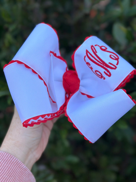 Monogrammed Bow with Scalloped Edge