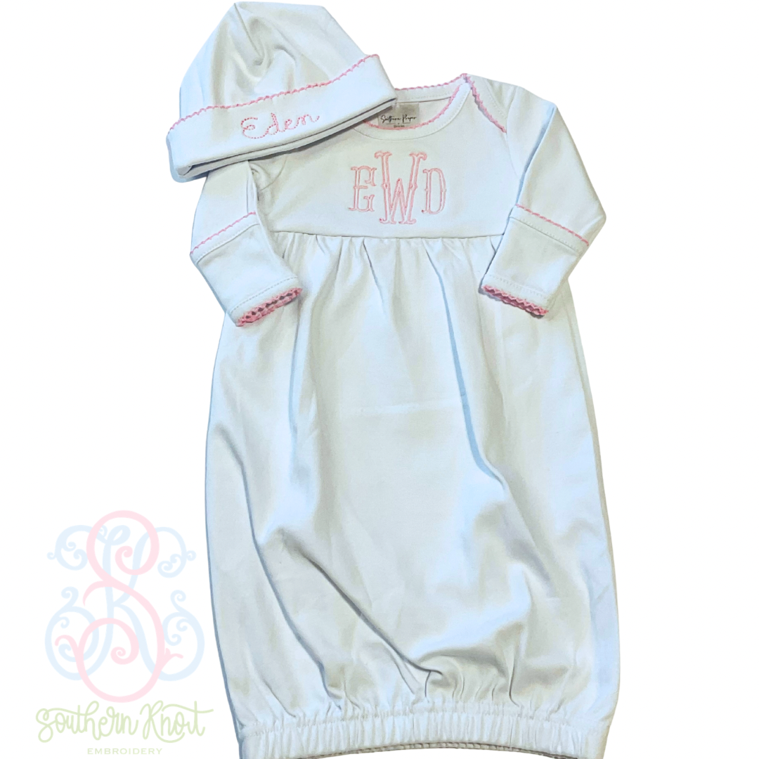 BABY GOWN WITH PICOT TRIM