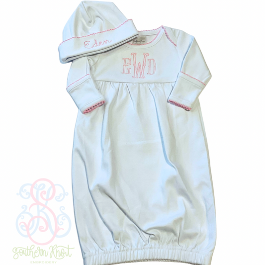 BABY GOWN WITH PICOT TRIM