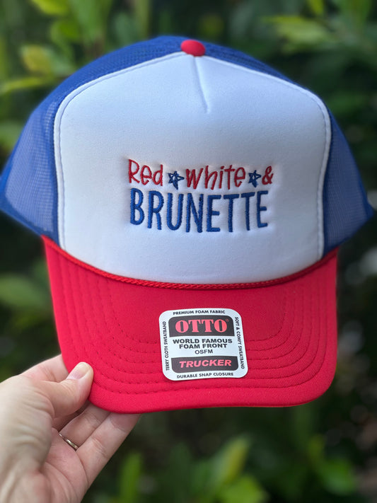 Red White & Brunette Hat