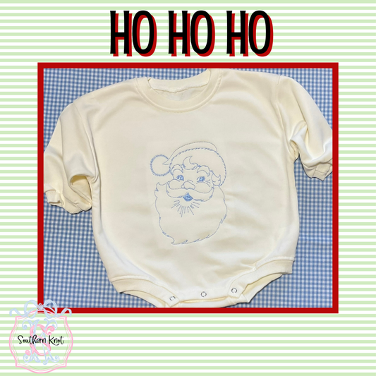 SANTA EMBROIDERY SWEATSHIRT OR BUBBLE ROMPER