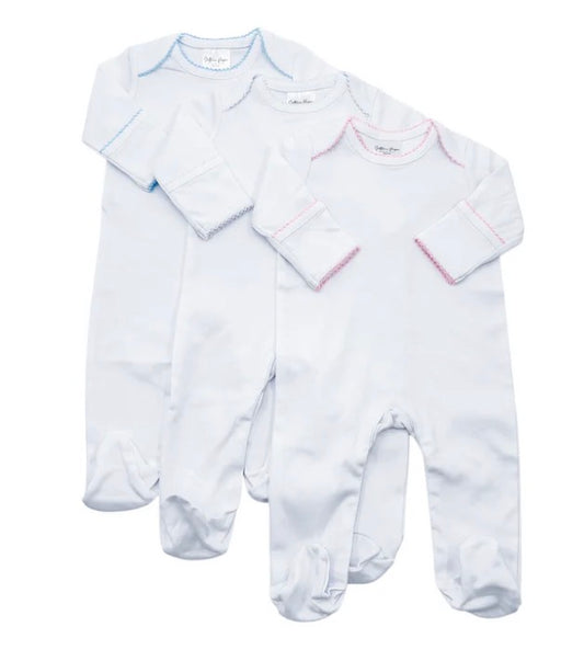 NEWBORN FOOTIES WITH PICOT TRIM