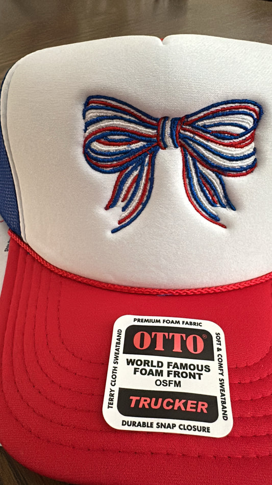 Red White & Blue Bow Hat