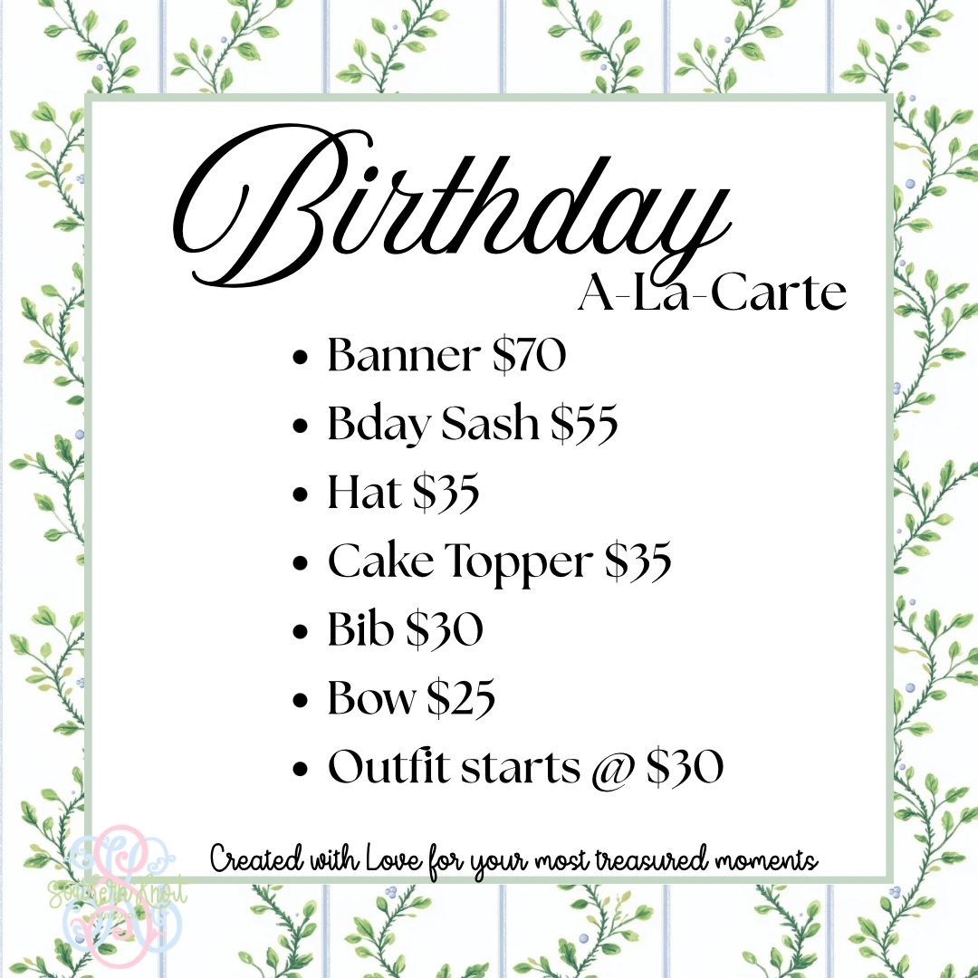 Birthday Suite Al-La-Carte