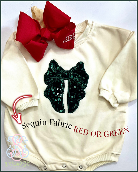 Sequin Bow Holiday Bubble – Red or Green Sequins | Southern Knot