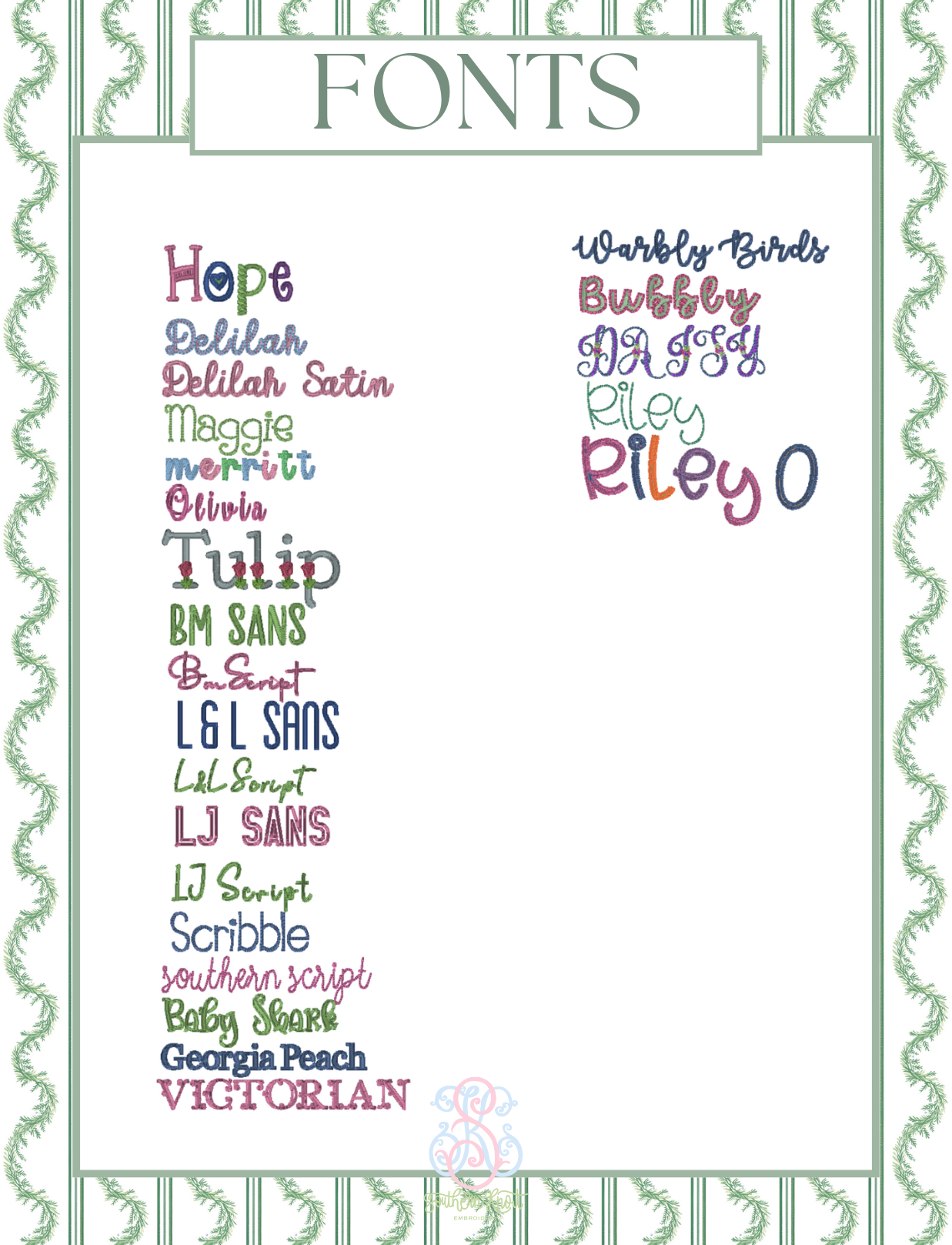 EMBROIDERY FONT, THREAD & FABRIC ALBUM