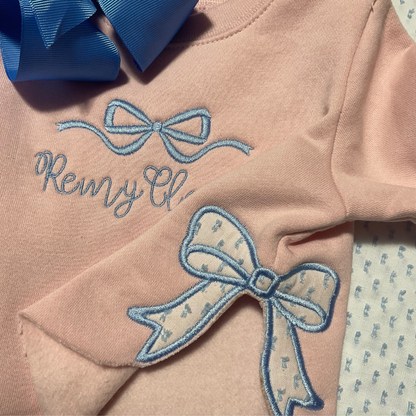 WOMENS SWEATSHIRT W/APPLIQUE BOW ON SIDES